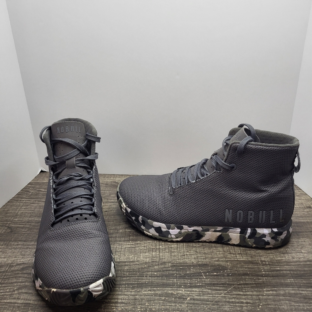NOBULL High Top Grey Camo Trainer Shoes SuperFabric Mens 8.5 / Womens 10